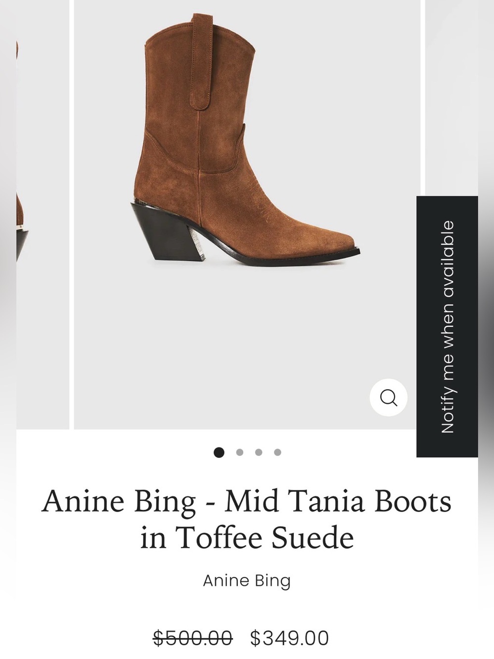 Anine Bing Tania Brown Suede Western Cowboy Heeled Boots - Picture 13 of 14